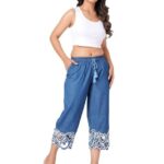 Casual Chic: Cutouts Embroidered Denim Pants for Women