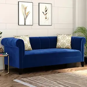 The Casafurnish Brandon 3 Seater Fabric Sofa Set in Blue offers a modern design with various